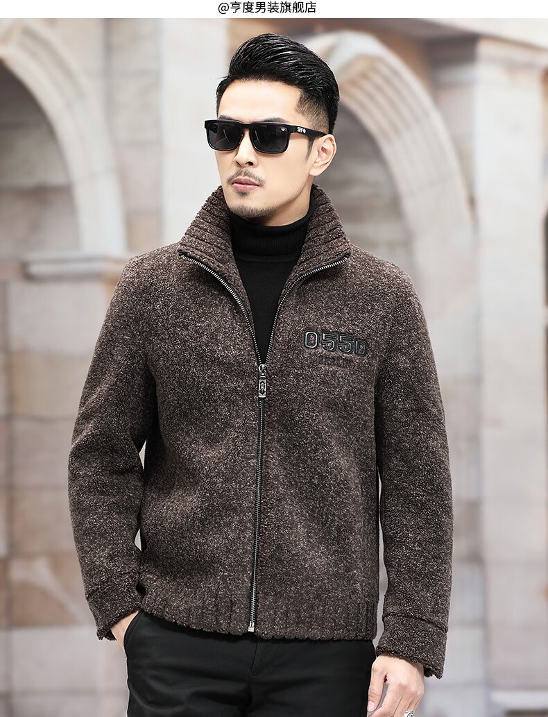 chiay轻奢品牌男装男士摇粒绒夹克外套加厚21冬季新款羊剪绒羊毛茄克