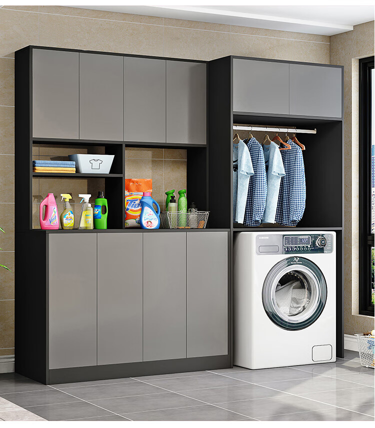 60歌胜朗轻奢餐边柜厨房冰箱柜子组合储物柜现代简约洗衣机一体靠墙