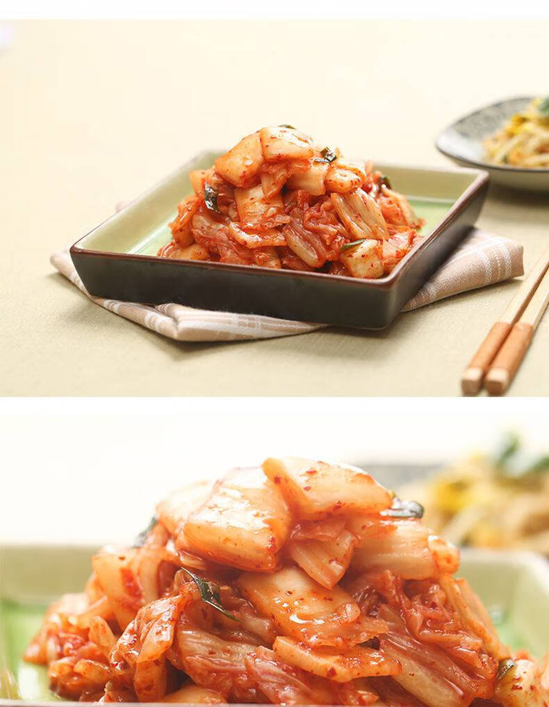 圃美多泡菜辣白菜韩式手工切件泡菜袋装下饭菜泡菜180g4袋