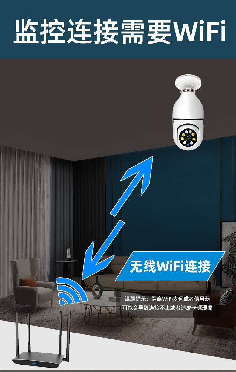 华为(huawei)智选通用高清监控摄像头灯头灯座式家用度免插电手机无线