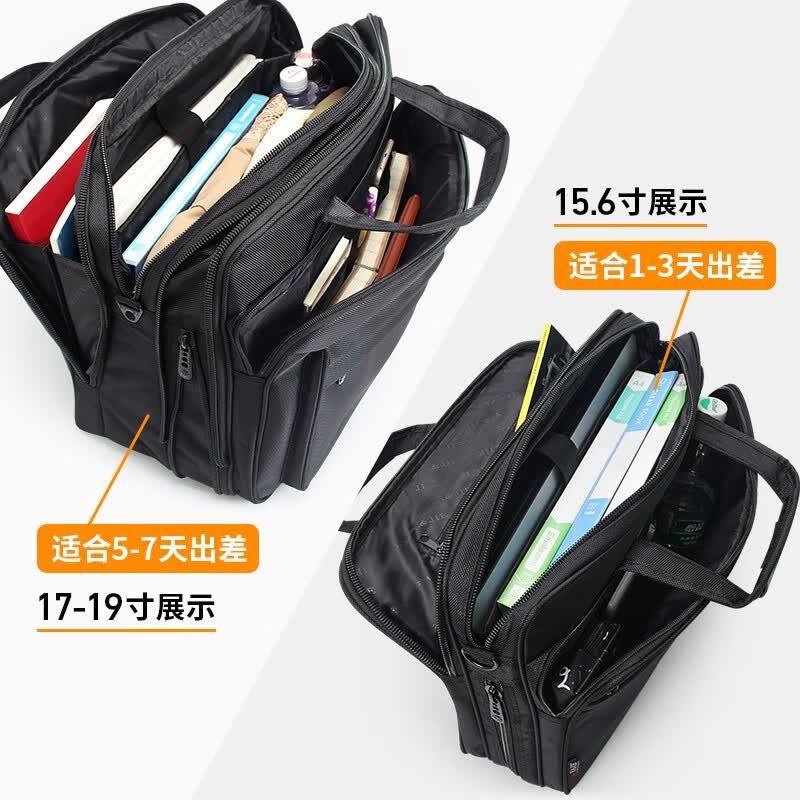 Yajie Business briefcase, men's canvas laptop bag, large capacity Oxford documents, business office work, crossbody for business trips, black enlarged size [19 inches], length 49* height 36* thickness 20cm thumbnail 7