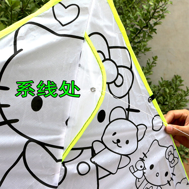 潍坊空白手工绘画风筝的diy教学涂鸦风筝白风筝儿童风筝 涂鸦三角混发