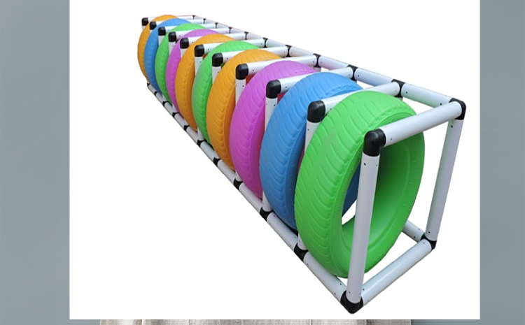 宝利嘉幼儿园感统玩具户外轮胎架子收纳架儿童彩色塑料轮胎橡胶废旧