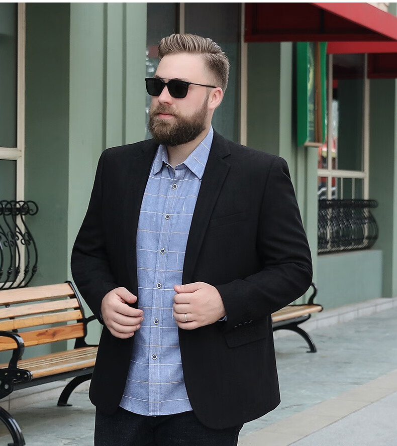 花花公子大码男装胖子宽松休闲商务西服正装肥佬加大加肥西装外套男