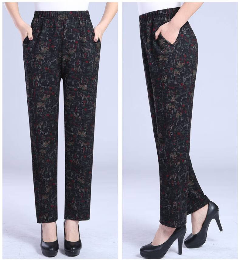 浪莎中老年人高腰装裤大码老太太宽松松紧腰奶奶装女士保暖裤女裤女式