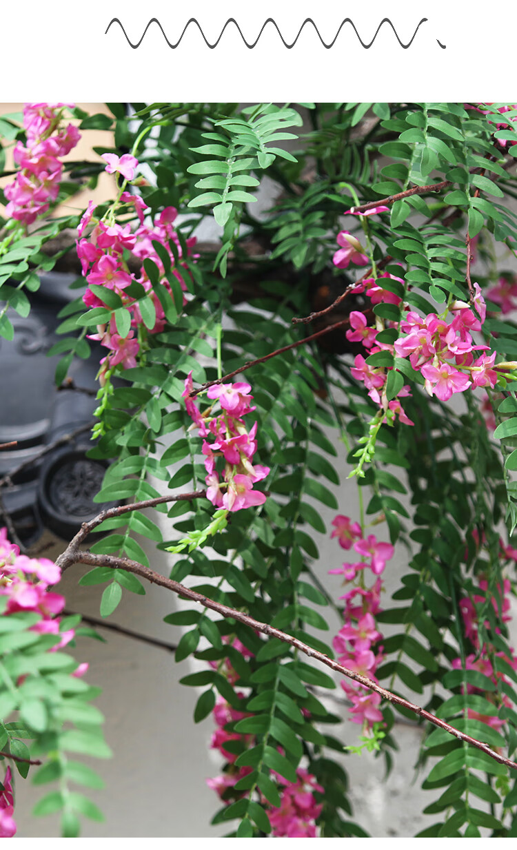 菲虎仿真紫藤花假花壁掛藤條酒店門頭遮擋裝飾花軟裝造景植物塑料吊花