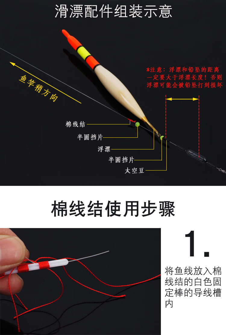 结定位豆半圆挡片挡豆矶竿滑漂钓法线组套装全套配件l1棉线结2组装