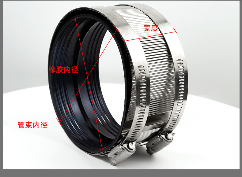 定制201不锈钢管束强力喉箍夹管卡 排水用柔性接口铸铁管箍关卡抱箍 3