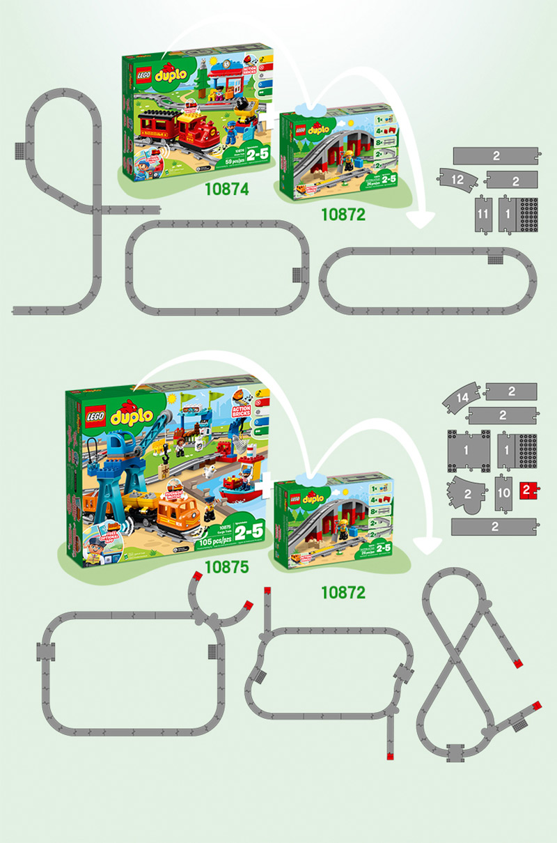 lego乐高10872得宝火车桥梁与轨道大颗粒宝宝益智积木拼搭玩具10872