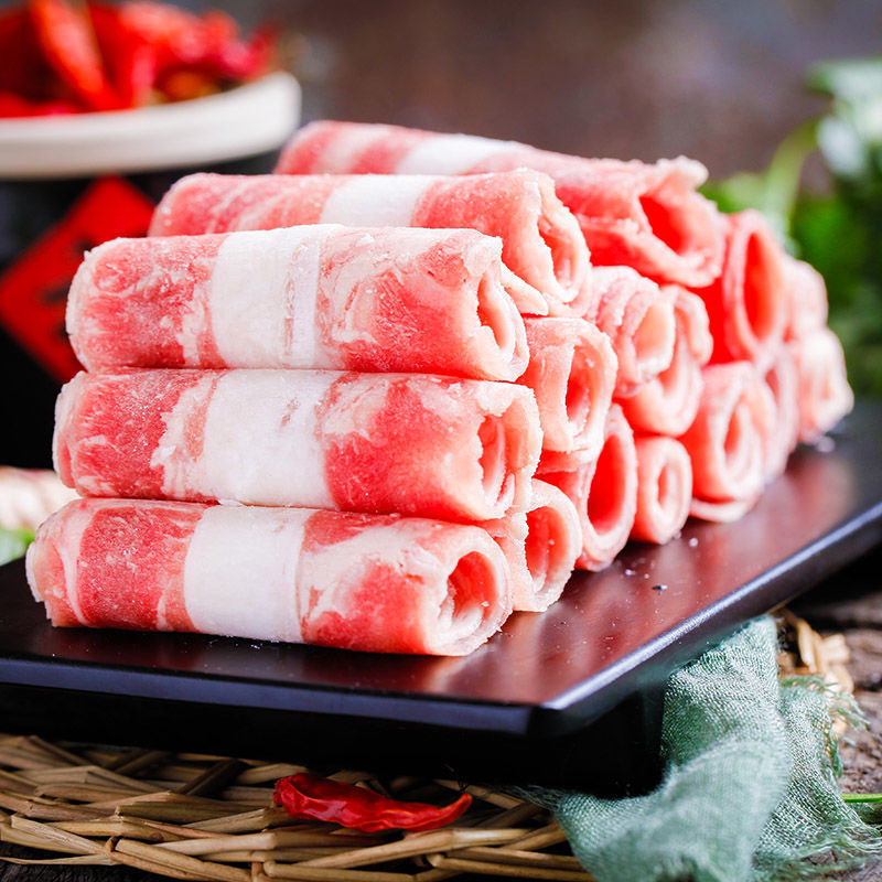 新鲜羊肉卷羊肉片涮羊肉牛肉卷肥牛卷调理内蒙古新鲜冷冻羊肉卷福茹洲