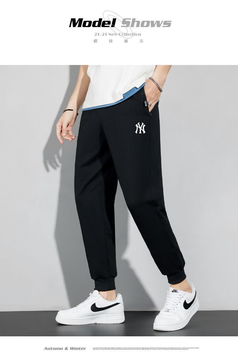 ny官方旗舰男纯棉宽松束脚休闲裤男款la裤子男夏季学生百搭胖子大码的