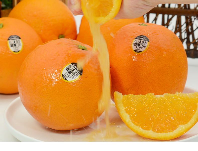顺丰美国新奇士橙甜橙子手剥3107脐橙特大果黑标新鲜水果整箱端午节