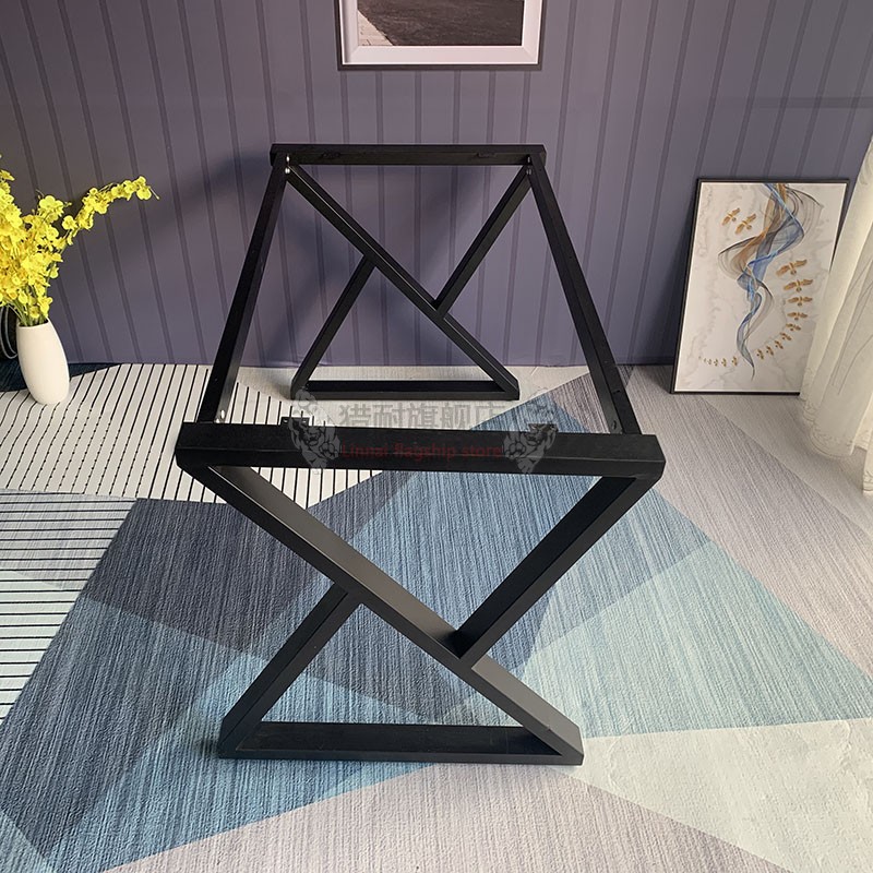 桌腿餐桌脚书桌会议桌岩板碳素钢支架铁艺黑色茶几架长950宽450高725