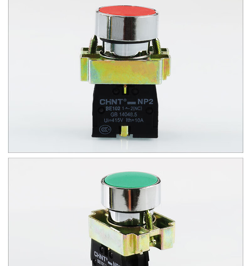 适配适用chnt正泰自复位点动金属平头按钮红绿黄色一常开常闭np2-ba42