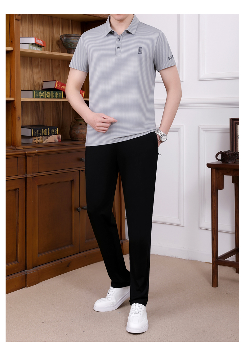 ke中老年运动套装夏季薄款短袖翻领休闲装中年运动服男士爸爸夏装