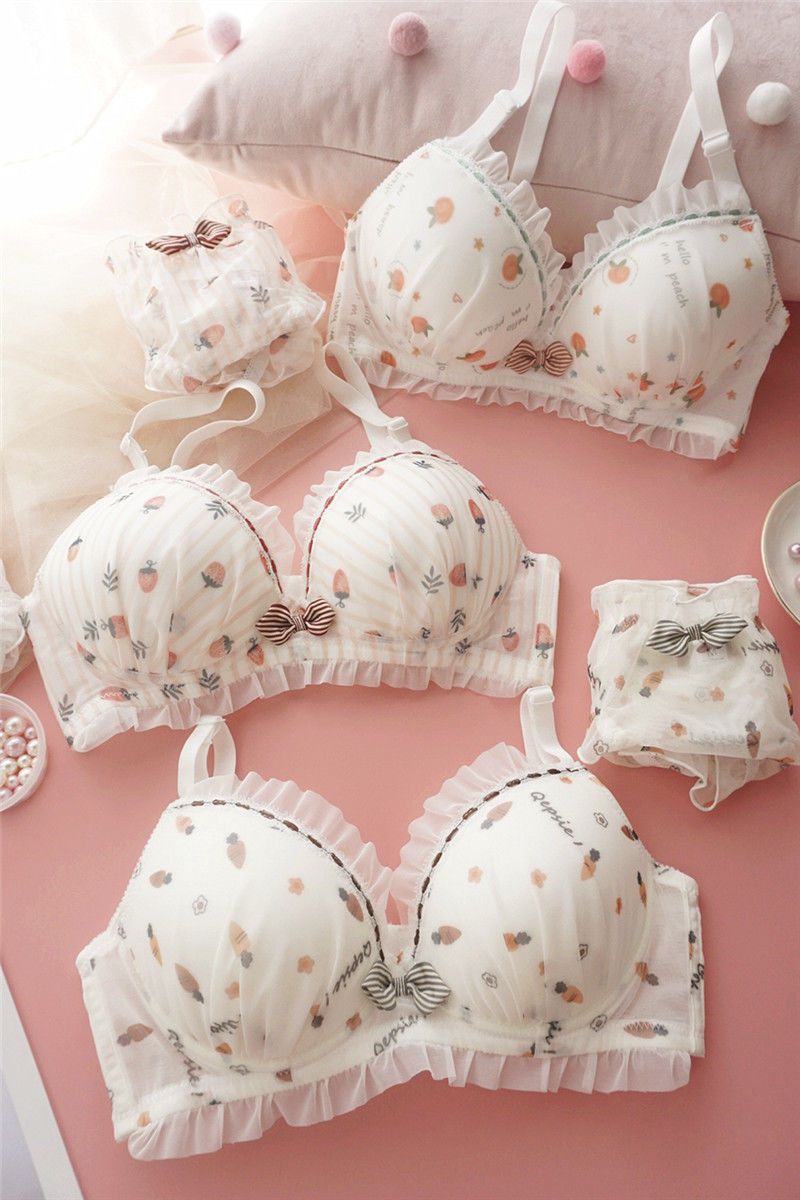 予骄女大学生内衣内裤一套可爱日系甜美可爱无钢圈文胸套装少女水果