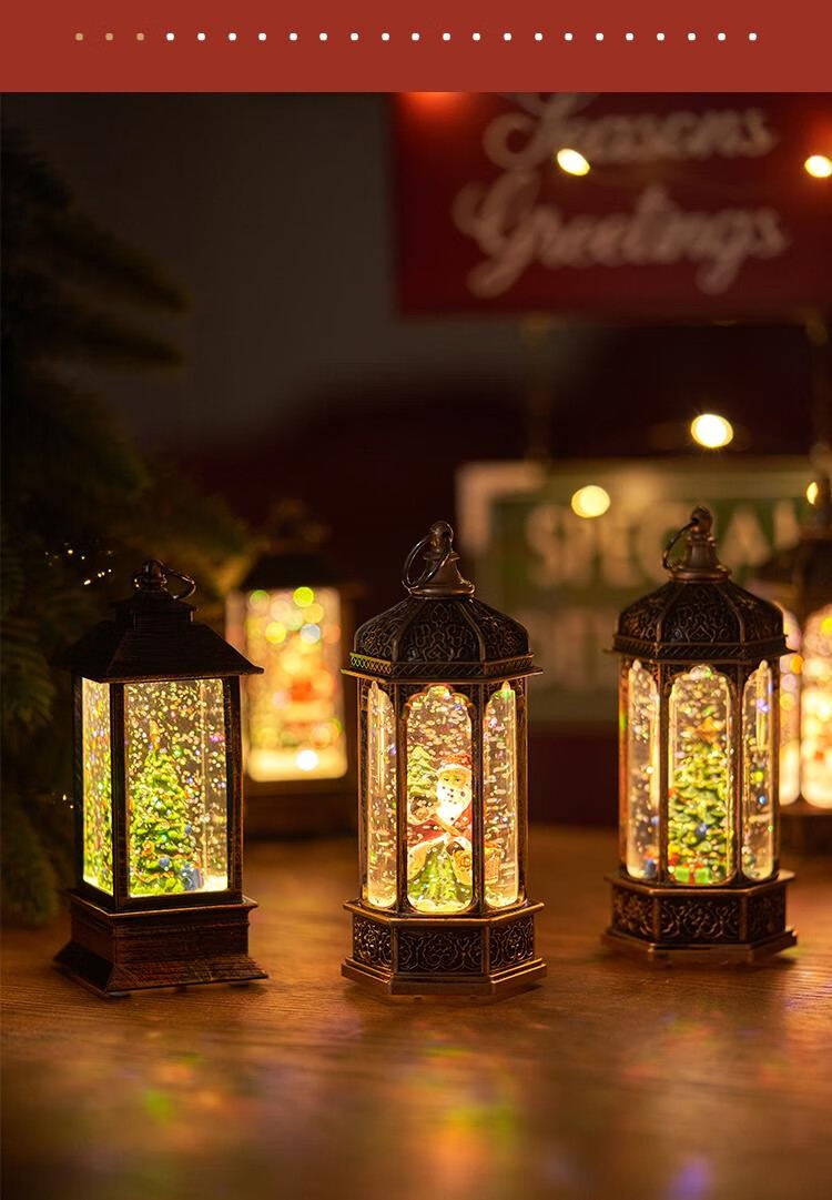 圣诞节风灯烛台灯圣诞节礼物儿童小夜灯店铺场景布置摆件装饰品水晶