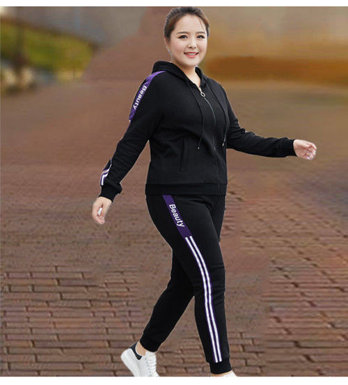 胖mm300宽松休闲服加肥加大两件套连帽运动套装不加绒xl建议115135斤