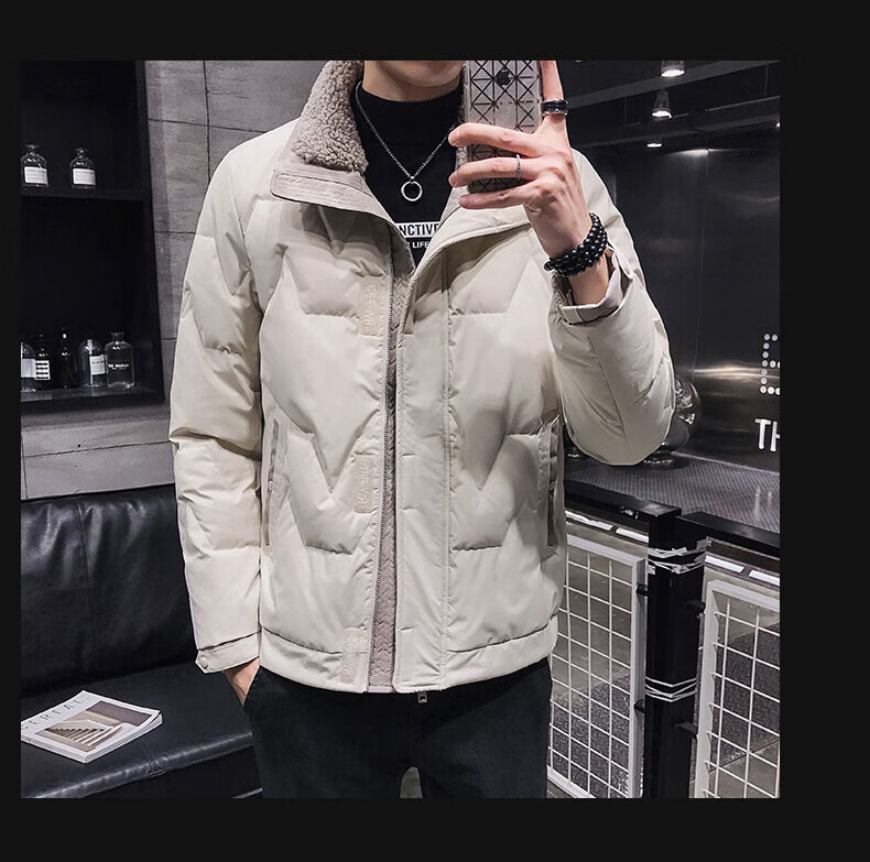 海澜之家海澜优选羽绒服男士2022年新款轻薄款冬装保暖短款毛领外套