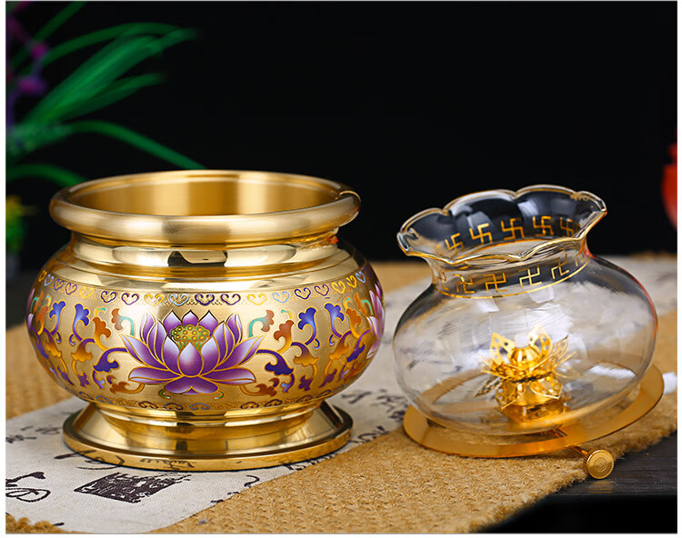 灯座纯铜防风供佛油灯家用客厅酥油灯室内佛前长明灯液体苏油灯佛供灯