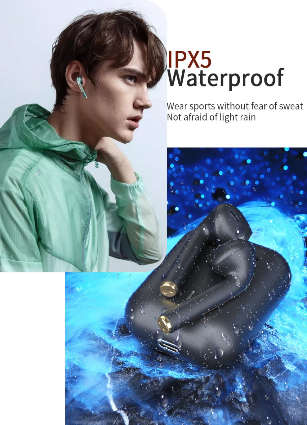 舒姆j18tws蓝牙耳机新款适用华为带充电仓盒触控无线耳机白色