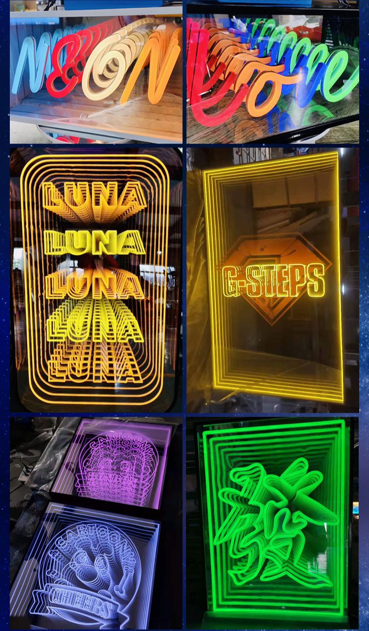 2022新款千层深渊镜发光字创意深渊镜灯箱网红霓虹灯千层镜发光字酒吧