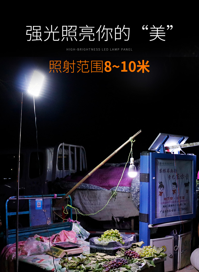 超亮12v伏led燈泡48v伏夜市燈地攤燈擺攤照明燈戶外電瓶燈帶架子 12v