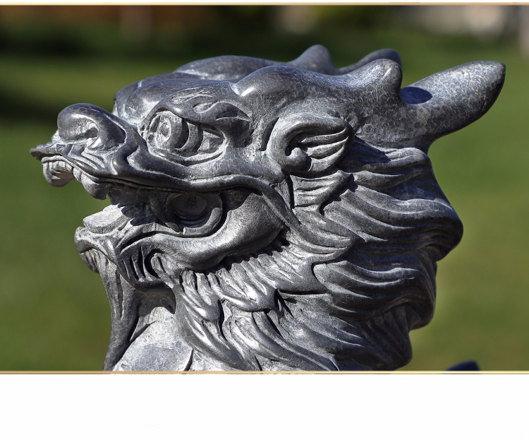 石头麒麟石雕青石雕刻麒麟摆件家用看门麒麟 高25宽10长16厘米一只