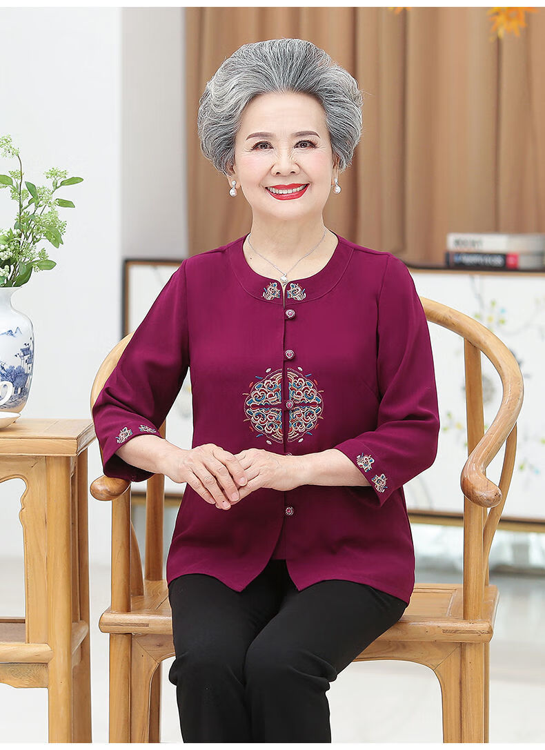 女装卫衣新款中老年人夏装女奶奶套装妈妈春装老太太衬衫上衣70老人