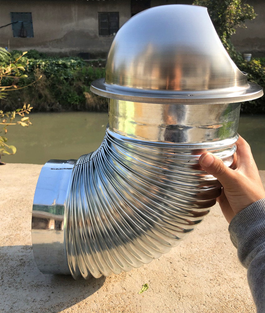 油烟机排烟口排风口不锈钢烟囱型家用油烟机烟囱不锈钢排风管Φ6cm