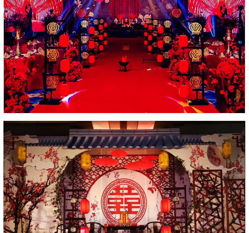 婚庆宫灯路引 新款婚庆道具中式宫灯路引汉唐婚礼仿古中国风三联灯笼