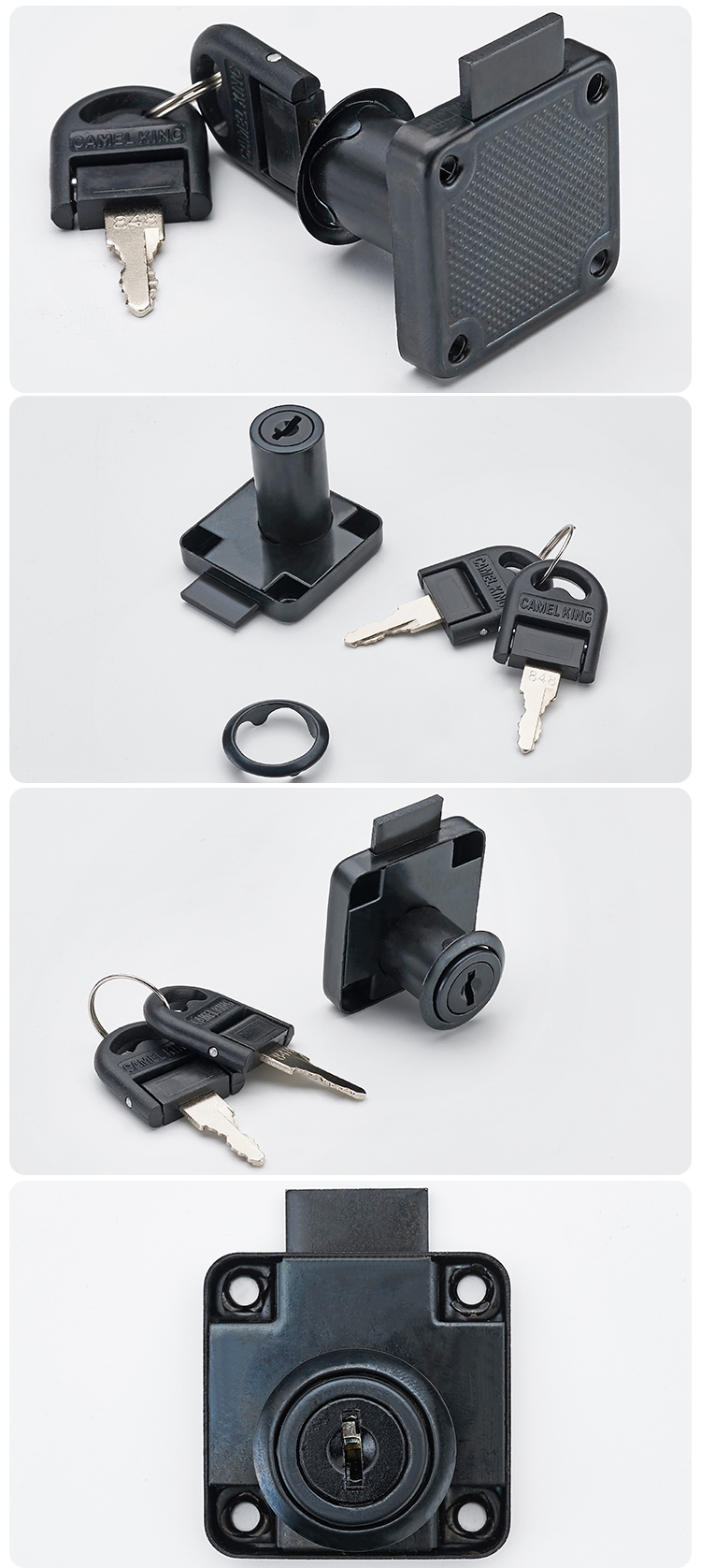 电脑办公桌档案文件柜锁家具用品衣柜门锁加长柜锁柜台锁黑色方舌