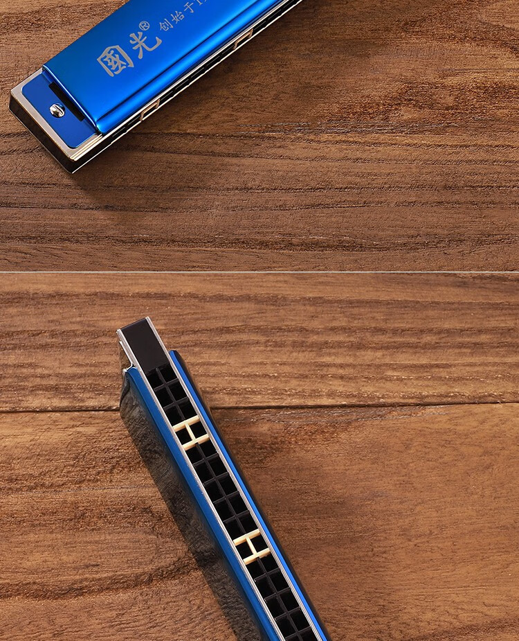 顺丰现发上海老品牌国光24孔复音cabcdefg调初学者口琴成人演奏级男女