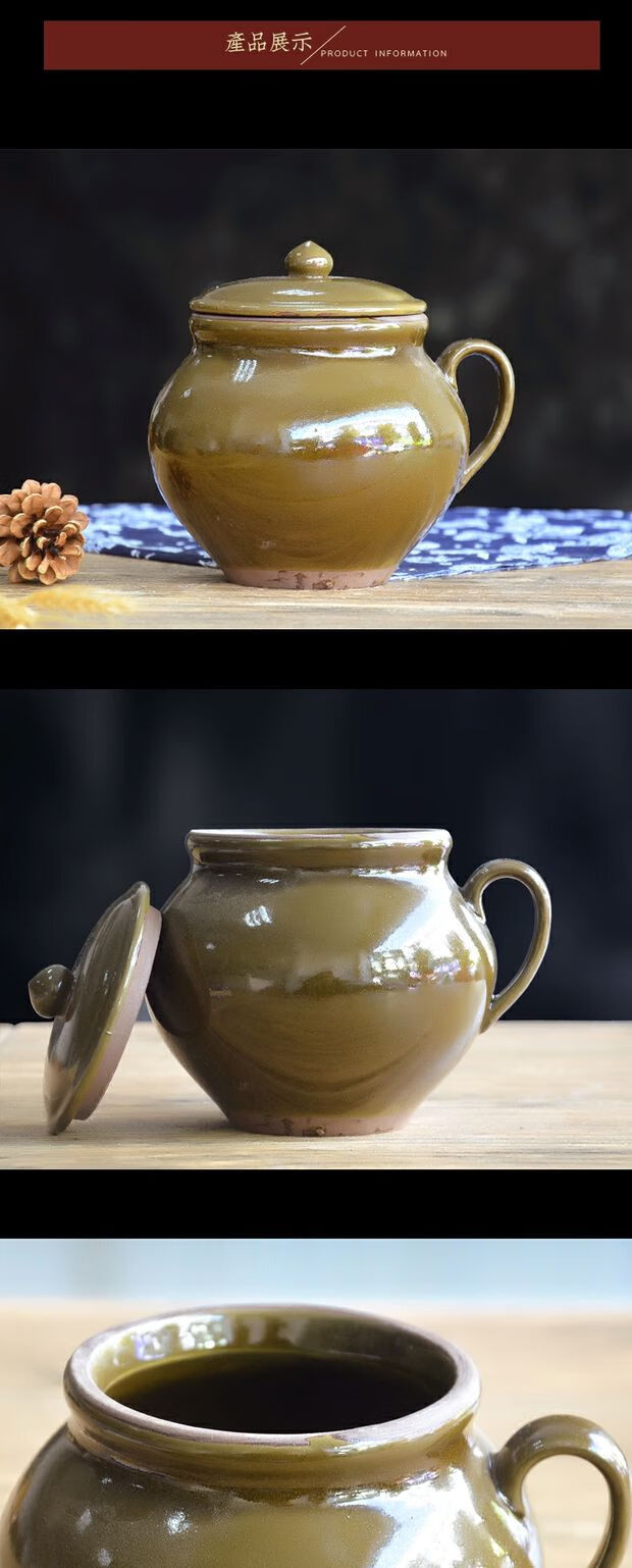 陶瓷盐罐密封带盖厨房家用单个大号传统仿古老式土陶复古装储盐罐2斤