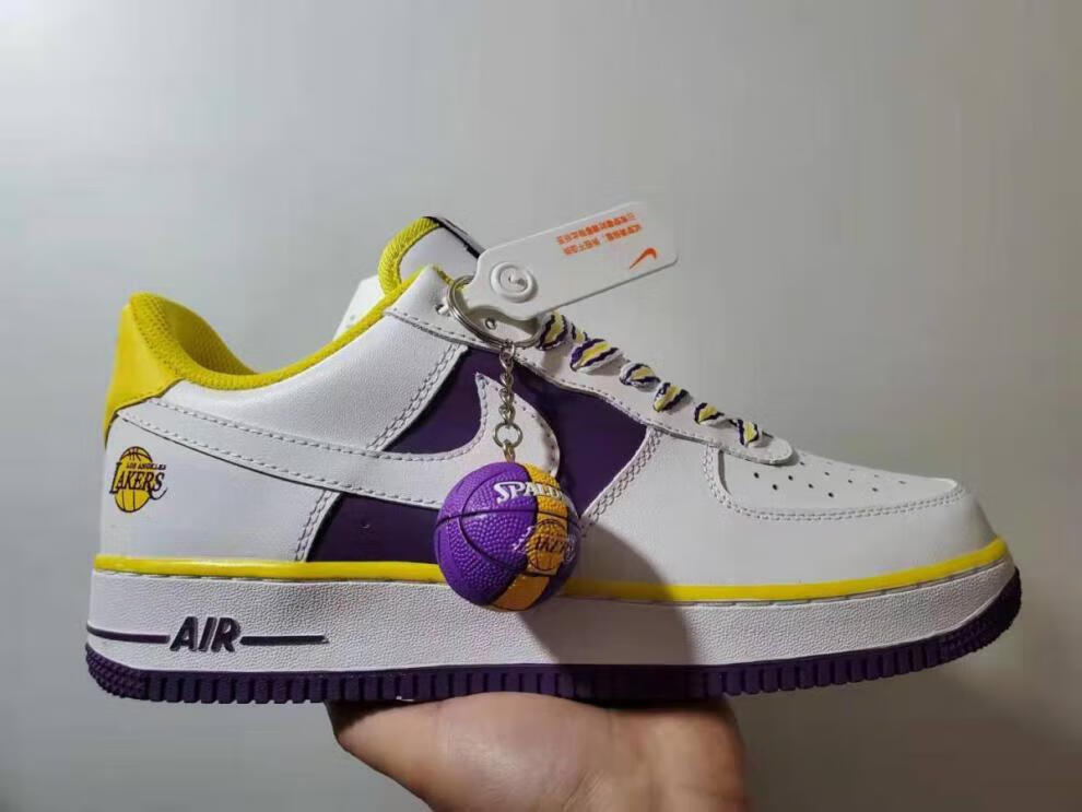 德穆兰niki耐kdunk aj 新款纯原一号紫金湖人头层皮低帮板鞋情侣