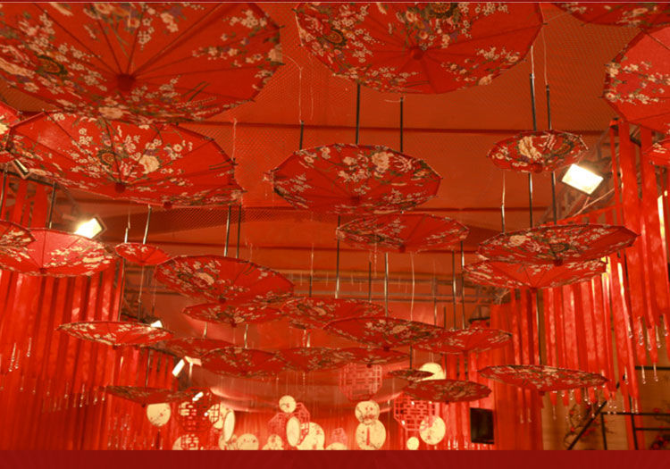 油纸伞舞蹈演出伞中国风婚礼吊顶装饰舞台布置婚庆1号直径84cm绸布伞