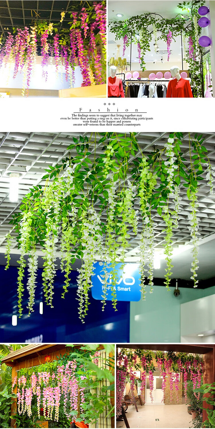 2022新款可狄kedi仿真紫藤花豆花塑料假花客厅吊顶垂吊花藤婚庆仿真花