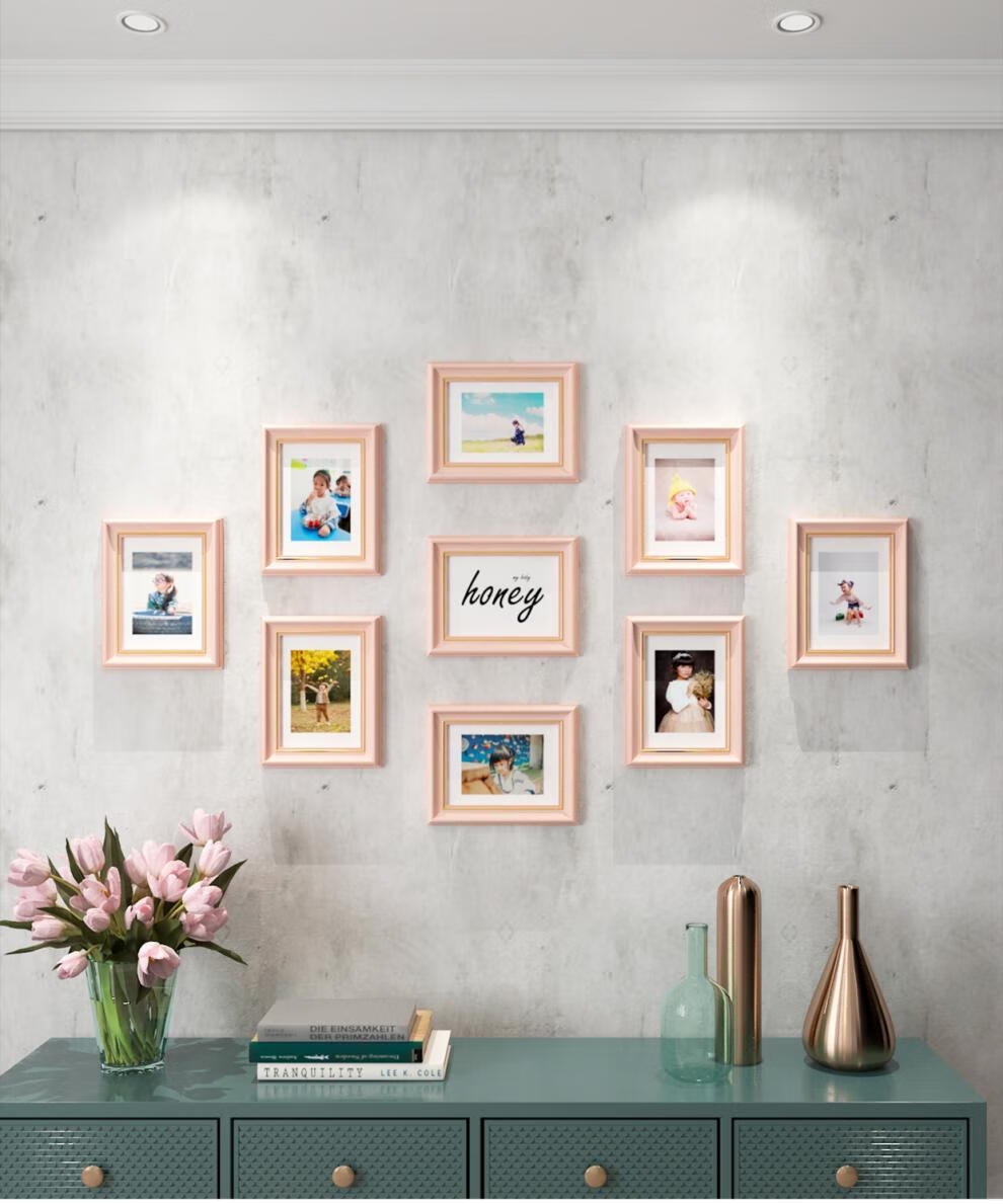 复古相框挂墙照片墙免打孔加洗照片客厅装饰九宫格照片框组合框架沙发