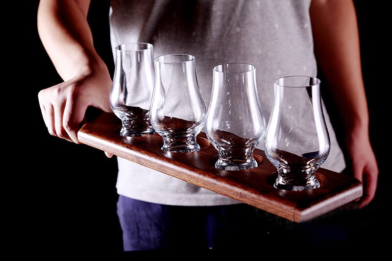 日式木质酒杯托酒吧西餐厅红酒型手提柄酒架啤酒试饮品尝杯托盘 4孔杯