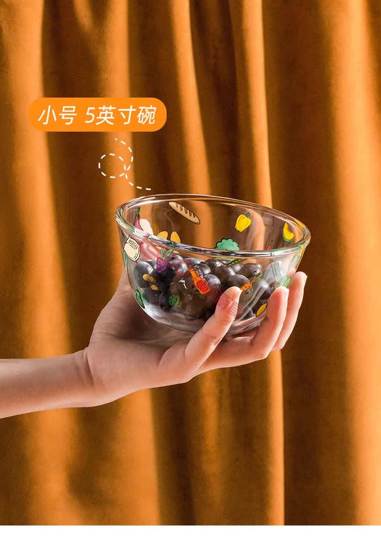 高硼硅玻璃碗果蔬玻璃碗高硼硅透明碗餐具沙拉碗早餐碗面碗家用66英寸
