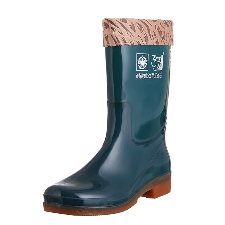 特种劳保雨鞋3531时尚冬季保暧中筒雨鞋女士加绒雨靴防水女款三防水鞋