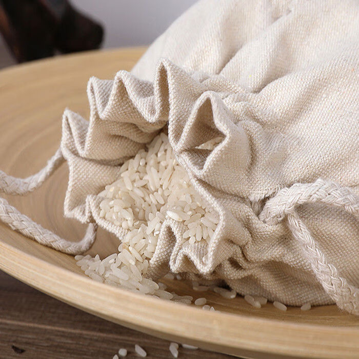 侈放空白小米袋子布袋150斤手提米袋圆底大米包装袋批发束口袋收纳袋