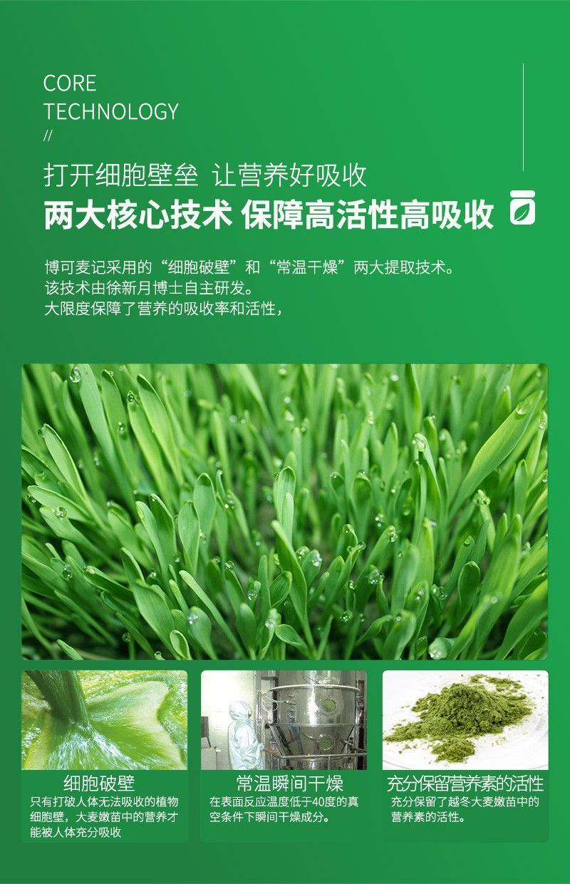 电视同款博可麦记麦绿素片大麦苗营养素徐新月麦绿素3瓶共450粒