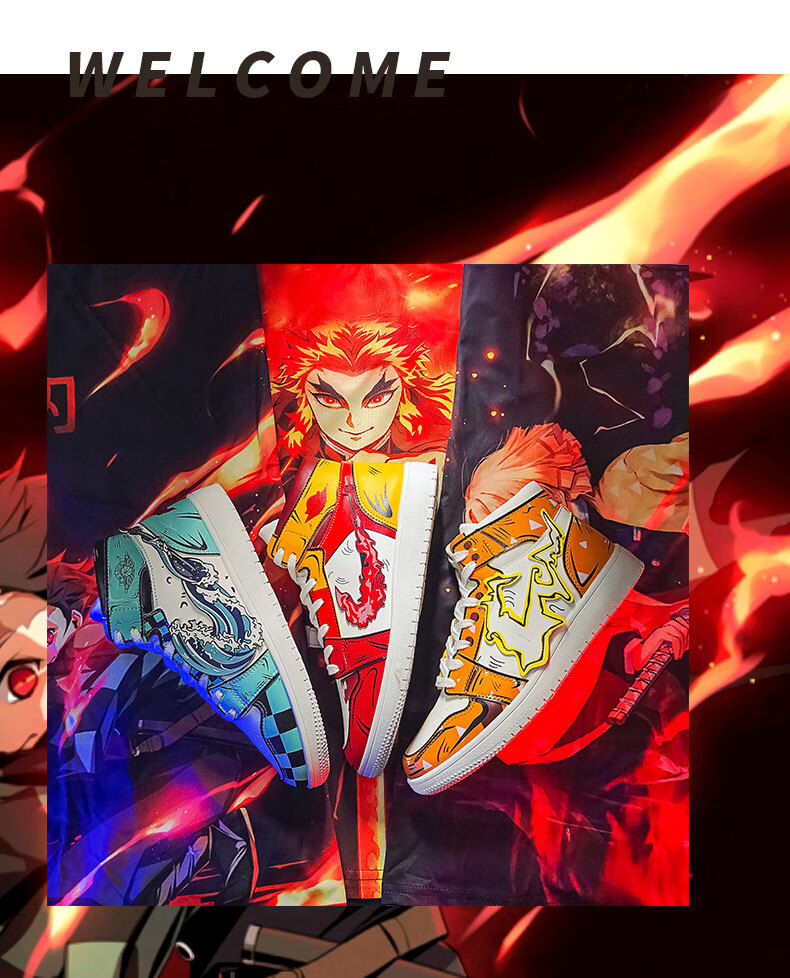 动漫鬼灭之刃炎柱联名男鞋空军高帮板鞋青少年百搭秋季潮鞋官方官网