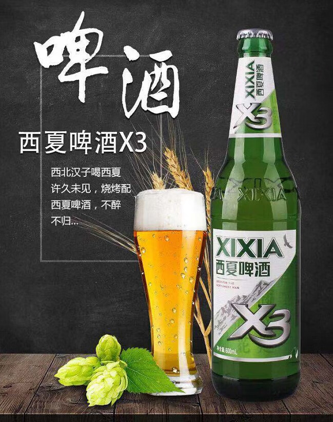 西夏x9xixia西夏x9醇麦啤酒465ml宁夏特产拉格黄啤24瓶进口voss芙丝
