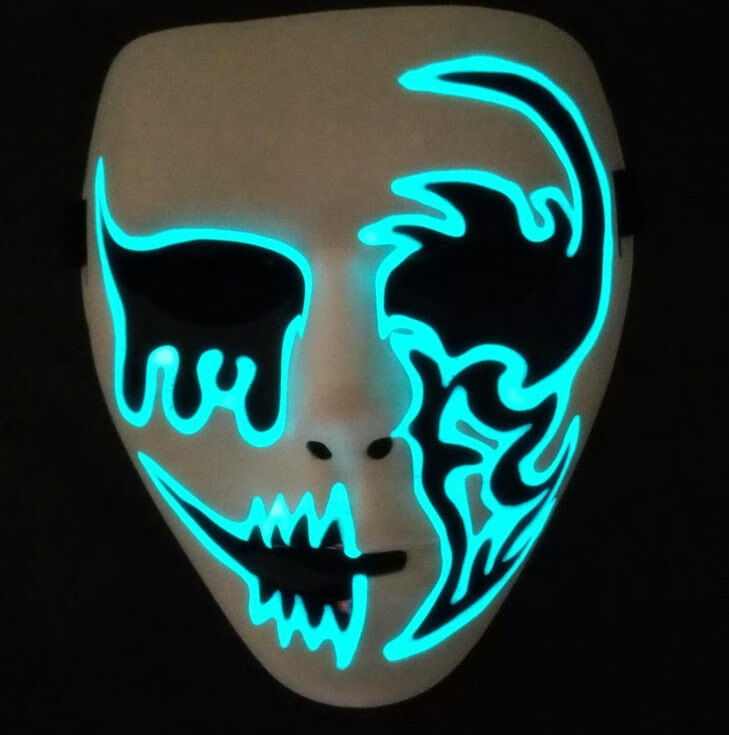 现货直发创手绘夜光面具荧光发光面具鬼步舞面具街舞面具万圣节面具