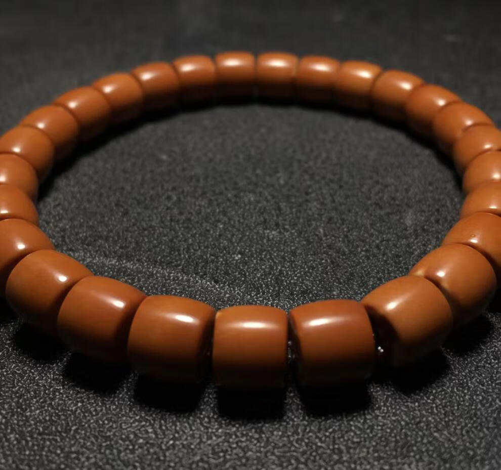 古珍 橄榄核核尖直切核尖手串长串108颗老型桶珠纯手工精雕刻佛珠 送