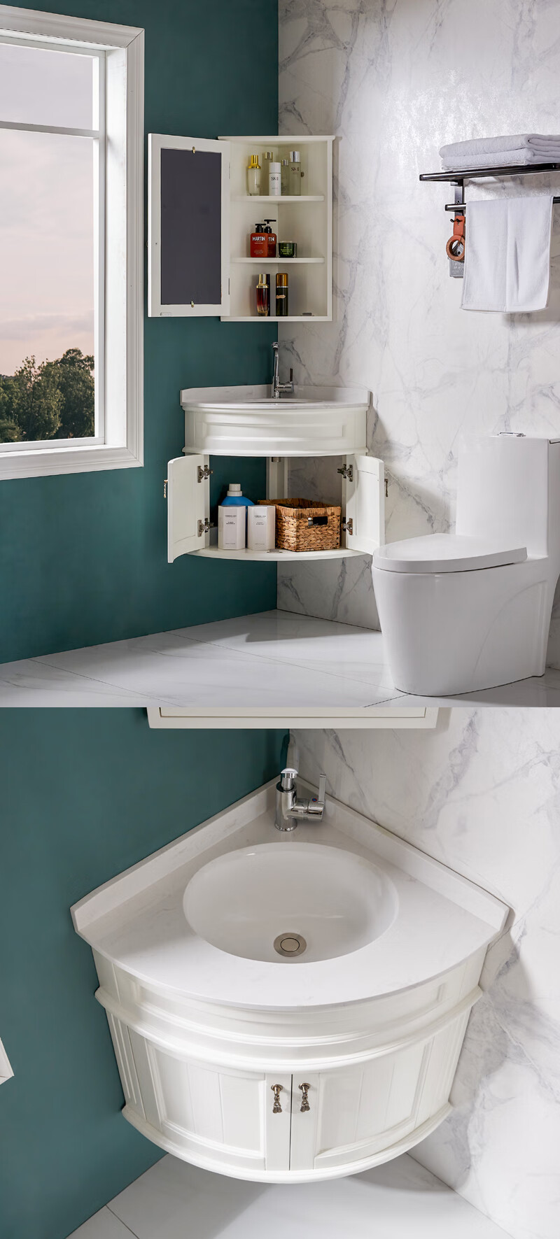 尚高洗脸盆小户型挂墙式浴室柜三角形洗手盆北欧转角洗脸盆组合墙角落