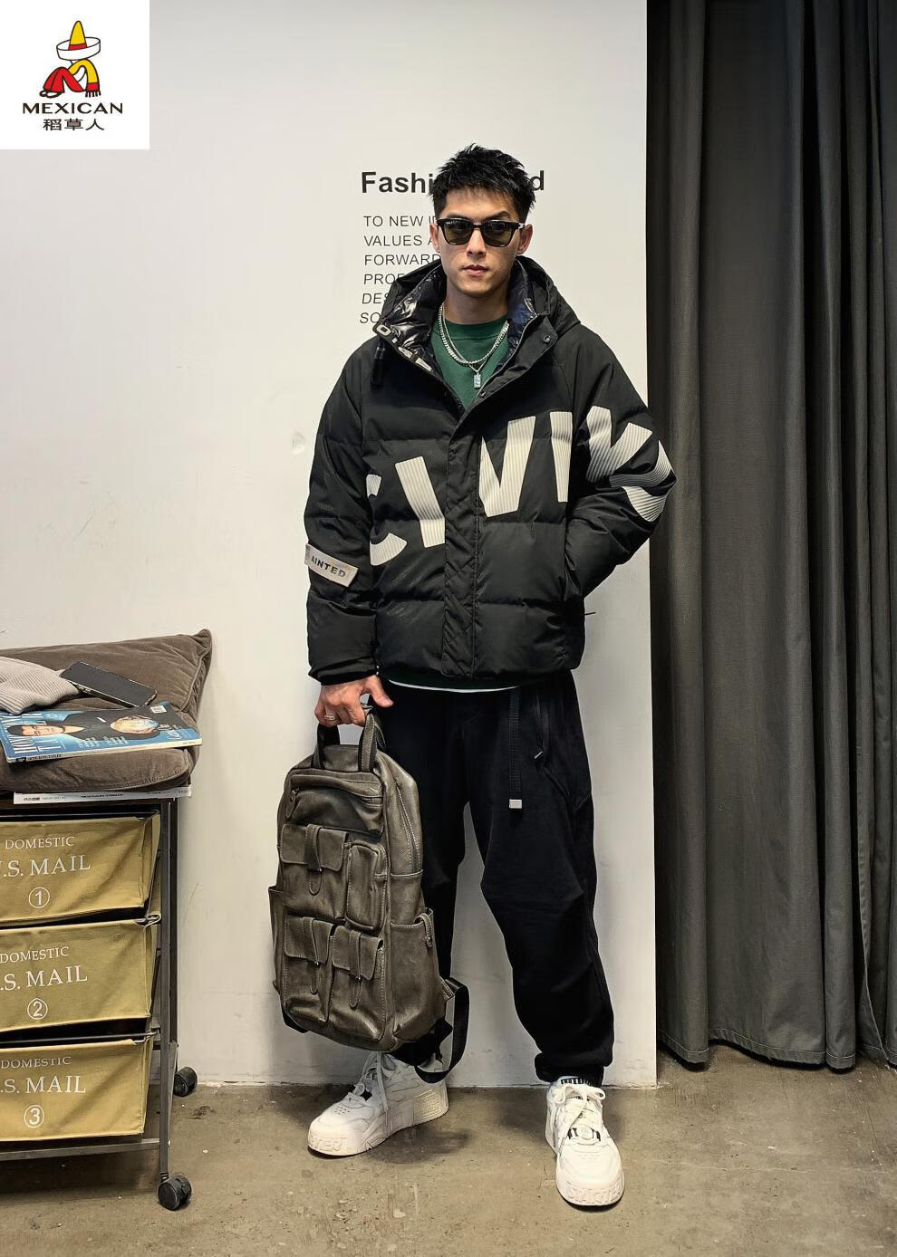 服徐太浪痞帅字母印花服男款大码衣服保暖内胆冬季潮牌连帽外套男装