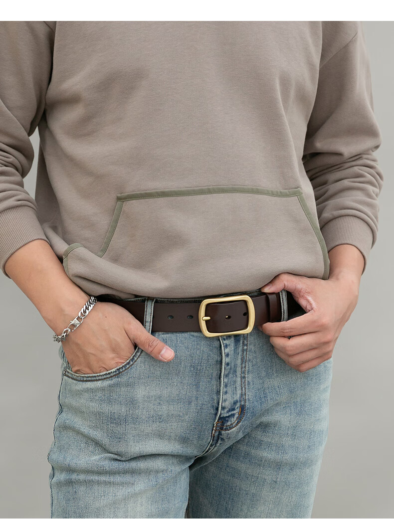 旗舰官方皮带男加长腰带针扣牛皮裤带男休闲男士皮带头层皮子码黄铜扣